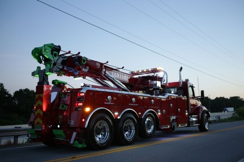 red century 1150 rotator on the street at night