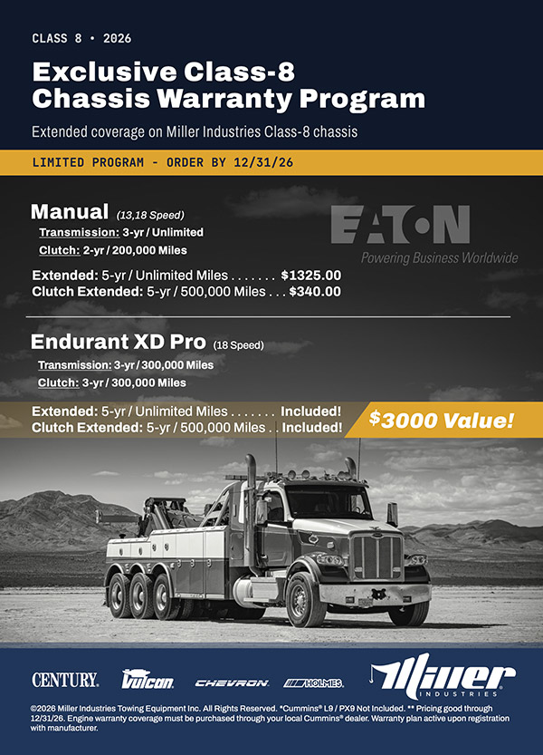 Miller Industries Class 8 chassis warranty — back