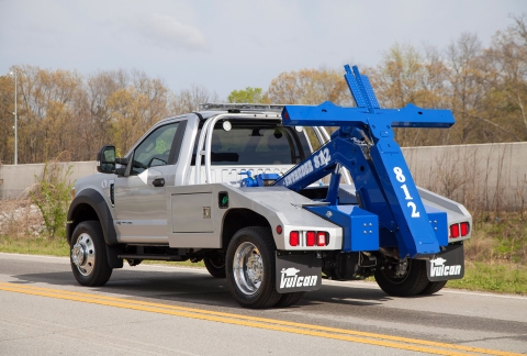 silver and blue vulcan 812 intruder 2 on a ford chassis