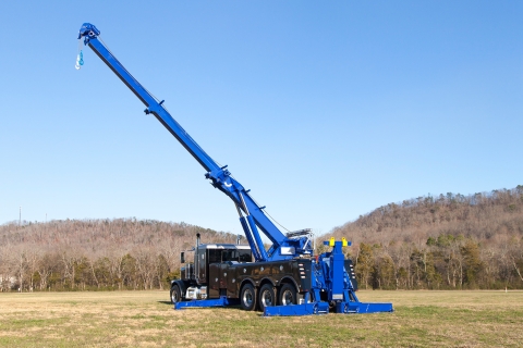 black and blue vulcan 950 rotator stretched out in a field