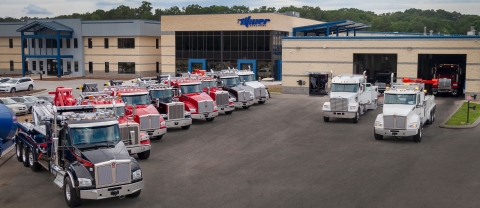Image of the front side of Miller Industries heavy-duty manufacturing facility in Ooltewah, TN