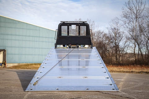 Century 12 series aluminum bed with additional center mount chain slot tie-down points