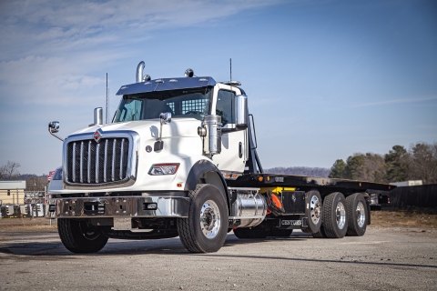 Image shows a century R30 industrial carrier mounted on an International truck chassis.