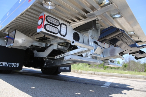 Image showing the underside of a Century rollback when it has the galvanized subframe option from Miller Industries.