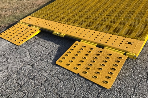 Adjustable ramps for loading freight.