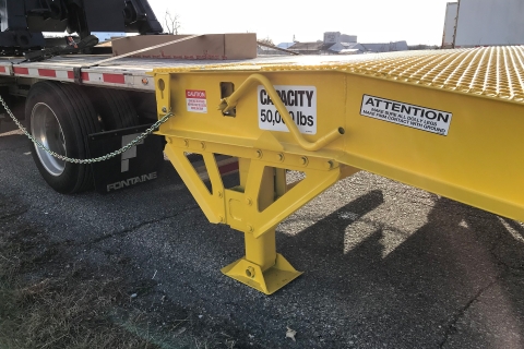 trailer backed up to yard ramp