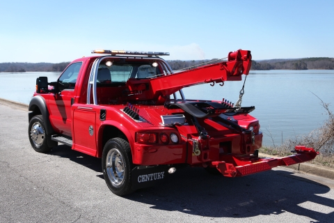 red century 411 wrecker beside lake