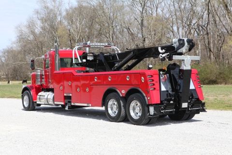 century 1135 on a red peterbilt 389 chassis