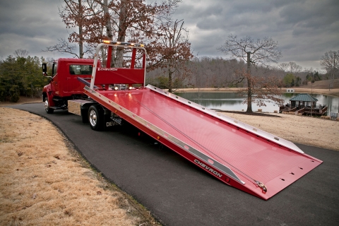 red chevron 12 series lcg carrier with loadrite option with bed slid back