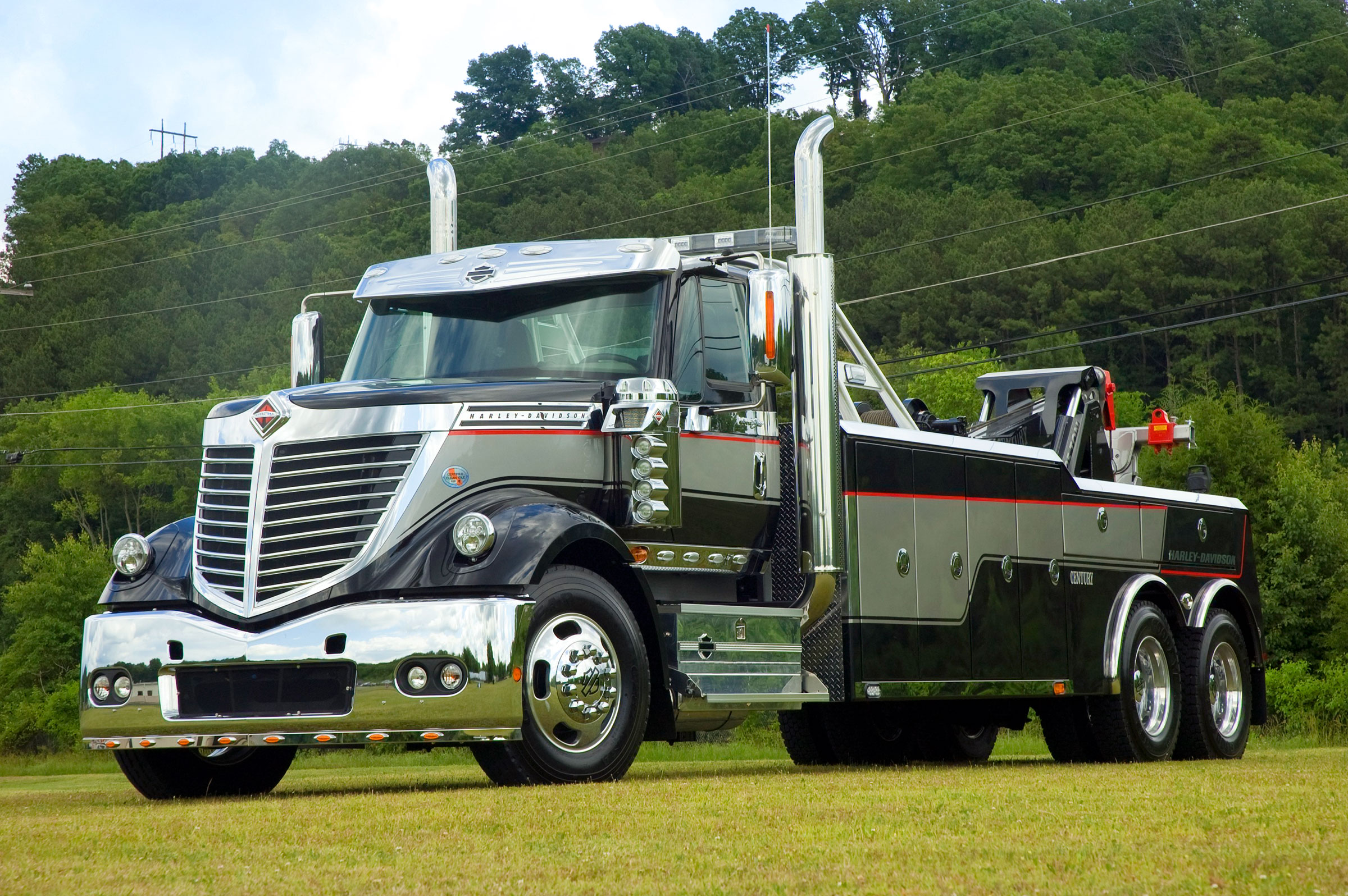 black and gray century 5230 on an international chassis