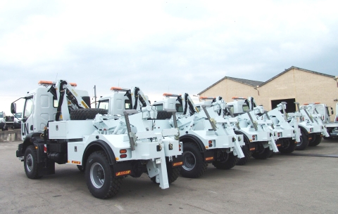 Century 212 wreckers lined up from the rear