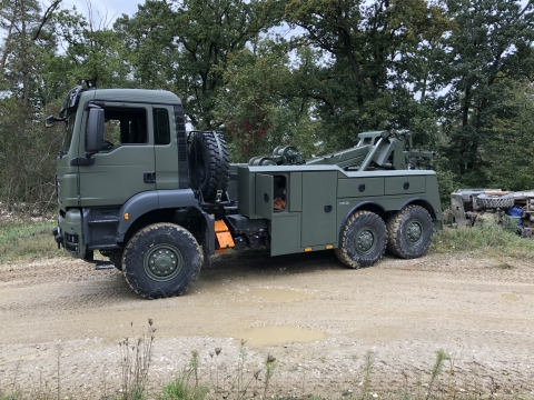 5230 recovering an overturned armored military vehicle.