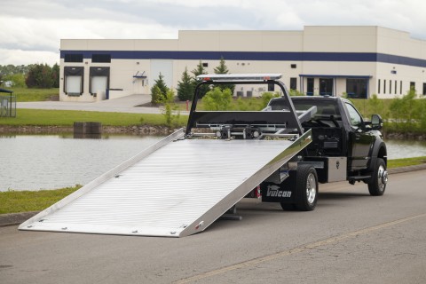 vulcan 10 series car carrier with aluminum bed back and tilted