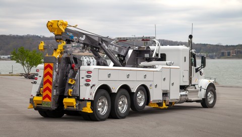 white and gray century 1135 on a peterbilt 567 chassis