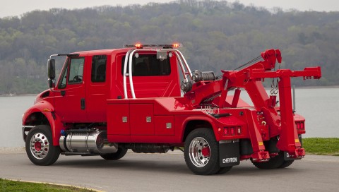 red chevron 512 on an international mv chassis