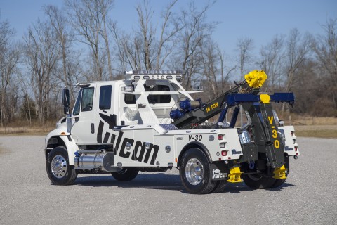 white vulcan v-30 on an international mx chassis rear photo