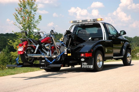 black vulcan 810 wrecker with motorcycle attachment
