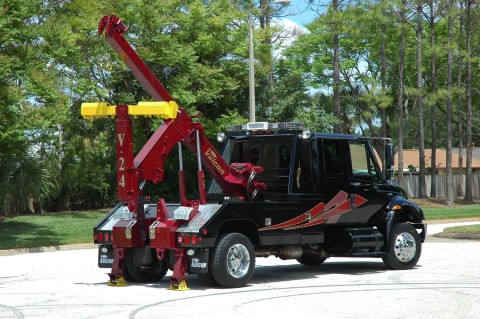 black and red vulcan v24 with boom extended